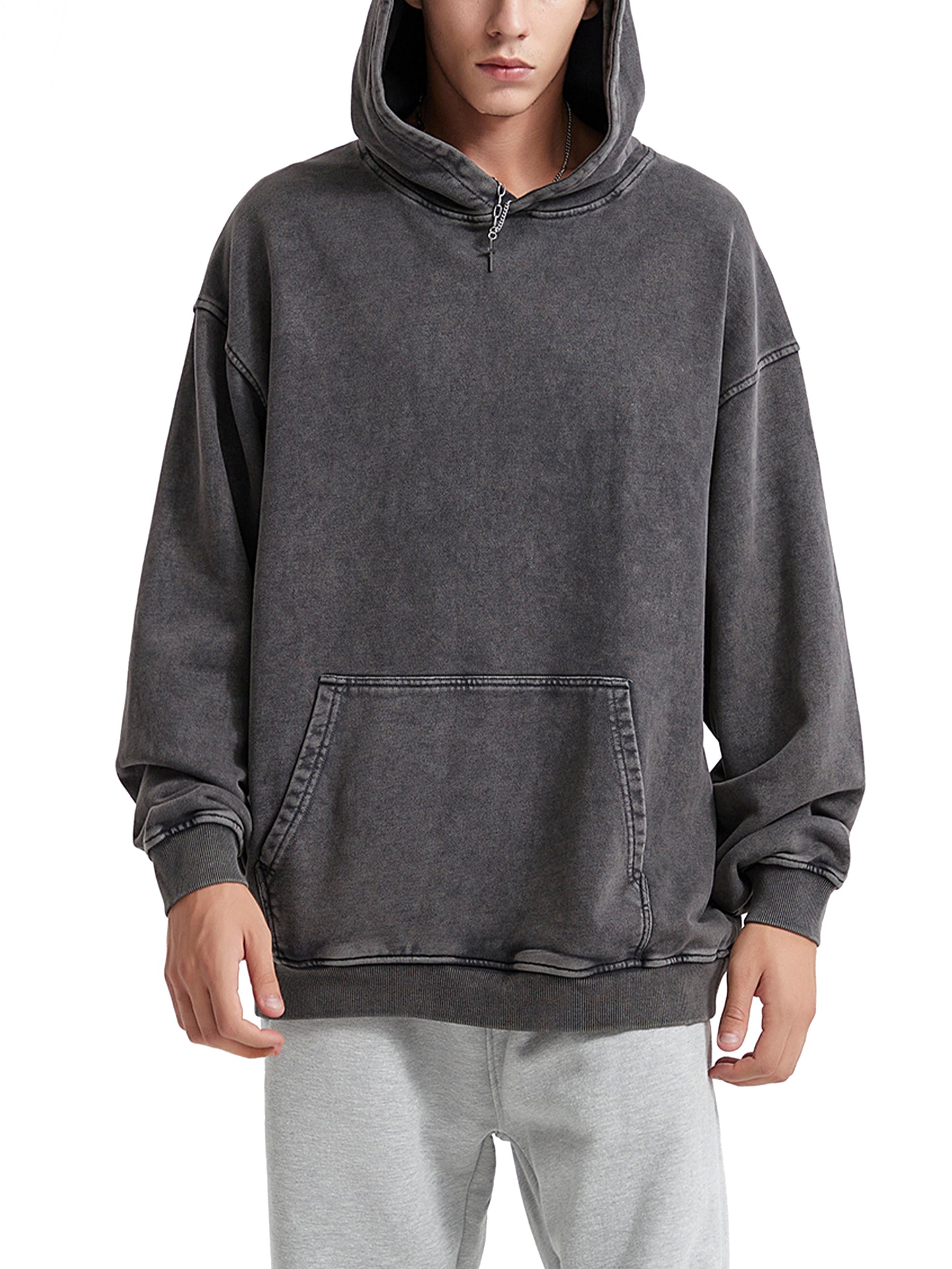 JONVH "MAKE HEAVY MUSIC" Acid Wash Oversize Hoodie - 420 GSM