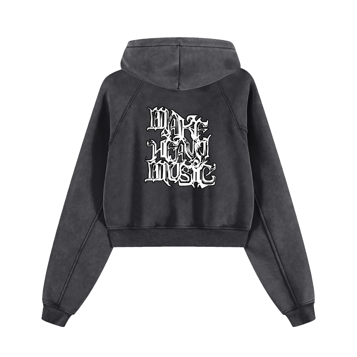JONVH "MAKE HEAVY MUSIC" Snow Washed Cropped Hoodie