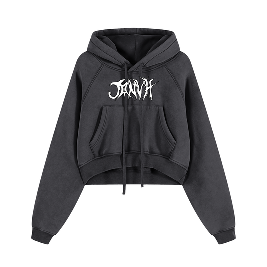 JONVH "MAKE HEAVY MUSIC" Snow Washed Cropped Hoodie
