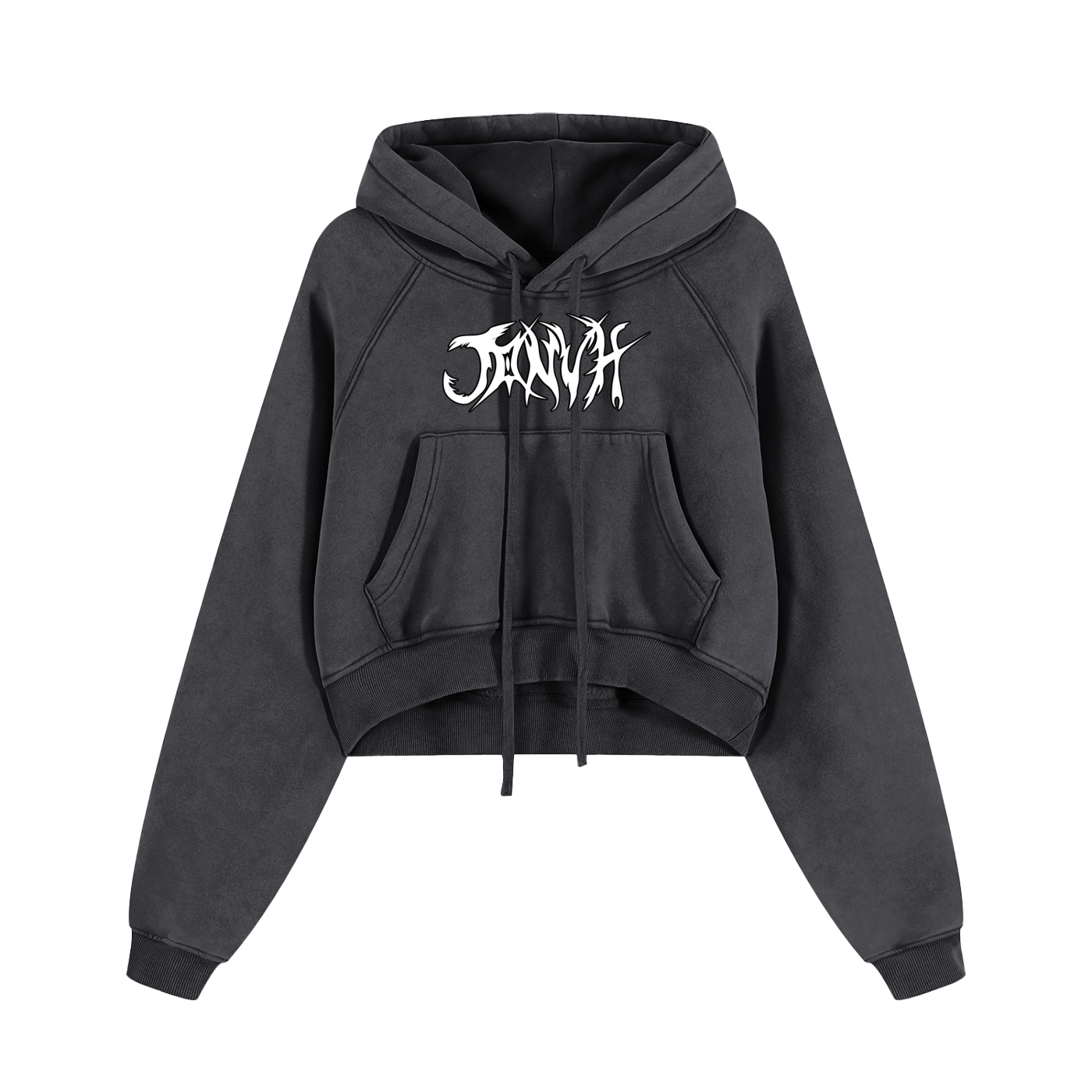 JONVH "MAKE HEAVY MUSIC" Snow Washed Cropped Hoodie