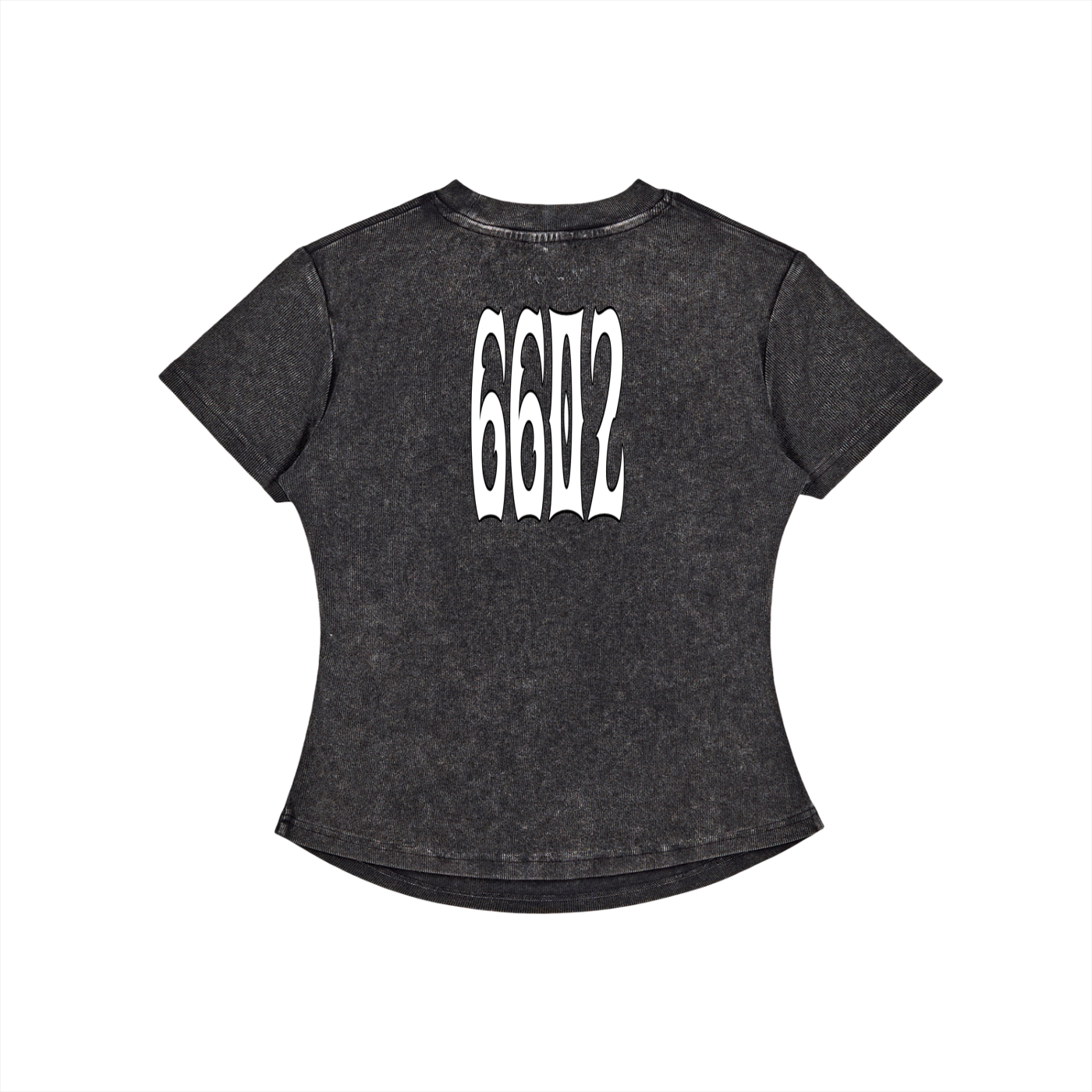 JONVH "6602" Vintaged-Wash Bodycon Cotton T-Shirt