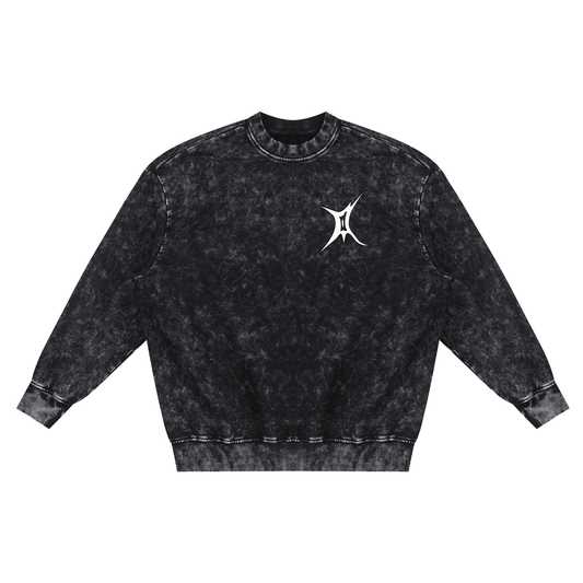 JONVH Snow Washed Hand-Frayed Sweatshirt