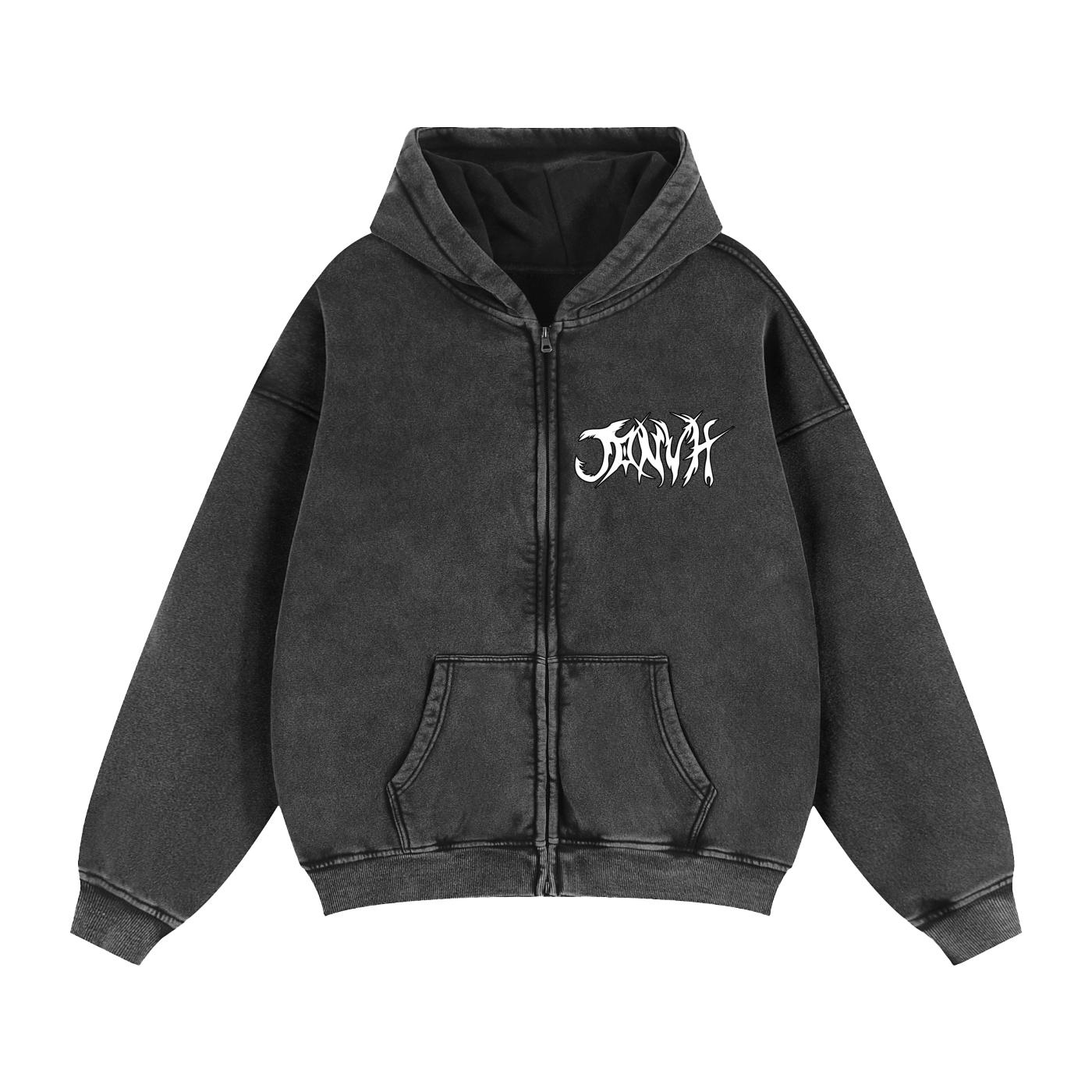 JONVH "MAKE HEAVY MUSIC" Zip-Through Boxy Hoodie